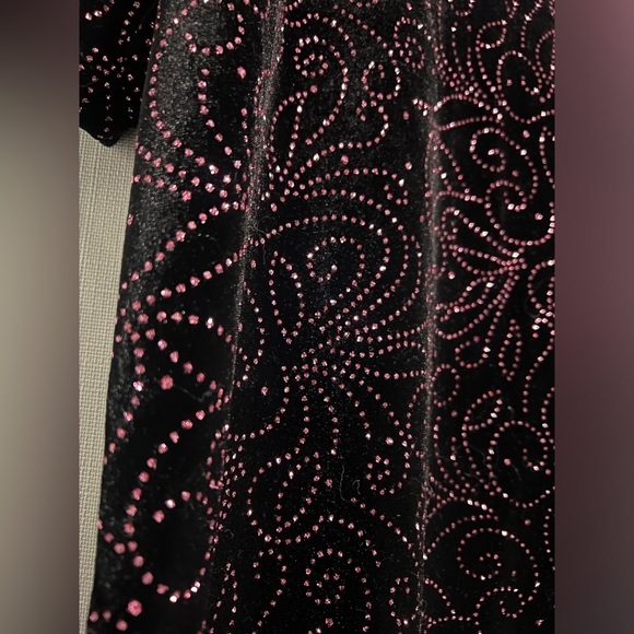 Vintage Notations Black Velvet with Pink Glitter Shirt XL - Picture 7 of 9